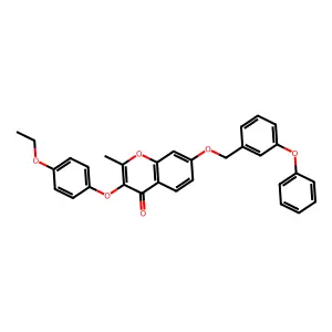 3-(4-ethoxyphenoxy)-2-methyl-7-[(3-phenoxybenzyl)oxy]-4H-chromen-4-one structure