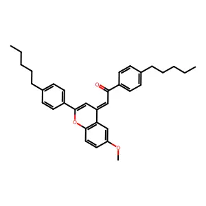 (2E)-2-[6-methoxy-2-(4-pentylphenyl)chromen-4-ylidene]-1-(4-pentylphenyl)ethanone structure