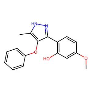 5-methoxy-2-(5-methyl-4-phenoxy-1H-pyrazol-3-yl)phenol structure