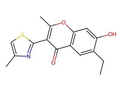 6-ethyl-7-hydroxy-2-methyl-3-(4-methyl-1,3-thiazol-2-yl)-4H-chromen-4-one structure