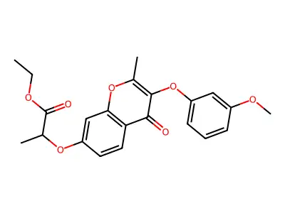 Ethyl 2-[3-(3-methoxyphenoxy)-2-methyl-4-oxochromen-7-yl]oxypropanoate structure