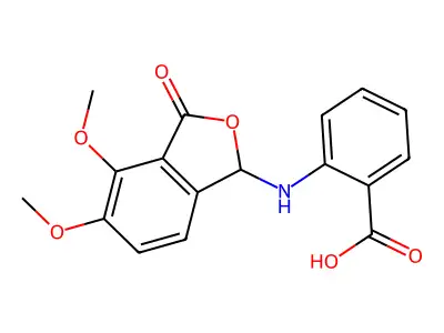 2-[(4,5-Dimethoxy-3-oxo-1,3-dihydro-2-benzofuran-1-yl)amino]benzoic acid structure
