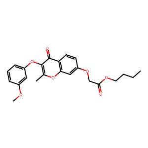 butyl {[3-(3-methoxyphenoxy)-2-methyl-4-oxo-4H-chromen-7-yl]oxy}acetate structure