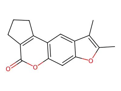 8,9-dimethyl-2,3-dihydrocyclopenta[c]furo[3,2-g]chromen-4(1H)-one structure