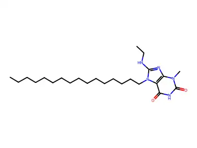 8-(ethylamino)-7-hexadecyl-3-methyl-3,7-dihydro-1H-purine-2,6-dione structure