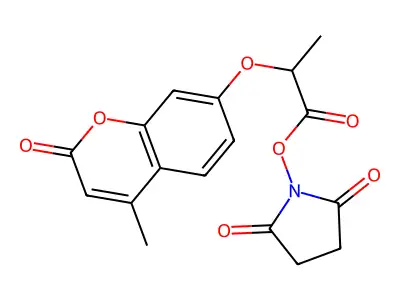 1-({2-[(4-methyl-2-oxo-2H-chromen-7-yl)oxy]propanoyl}oxy)pyrrolidine-2,5-dione structure