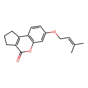 7-[(3-methylbut-2-enyl)oxy]-2,3-dihydrocyclopenta[c]chromen-4(1H)-one structure