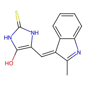 4-Hydroxy-5-[(2-methylindol-3-ylidene)methyl]-1,3-dihydroimidazole-2-thione structure