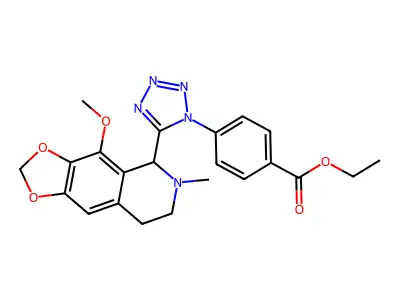 Ethyl 4-[5-(5,6,7,8-tetrahydro-4-methoxy-6-methyl-1,3-dioxolo[4,5-g]isoquinolin-5-yl)-1H-tetrazol-1-yl]benzoate structure