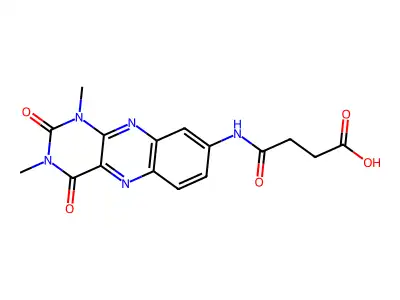 4-((1,3-dimethyl-2,4-dioxo-1,2,3,4-tetrahydrobenzo[g]pteridin-8-yl)amino)-4-oxobutanoic acid structure