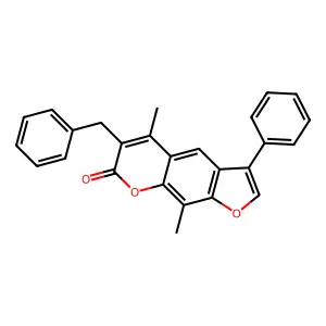 6-benzyl-5,9-dimethyl-3-phenyl-7H-furo[3,2-g]chromen-7-one structure