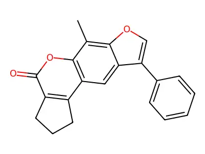 6-methyl-9-phenyl-2,3-dihydrocyclopenta[c]furo[3,2-g]chromen-4(1H)-one structure