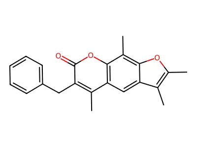 6-benzyl-2,3,5,9-tetramethyl-7H-furo[3,2-g]chromen-7-one structure
