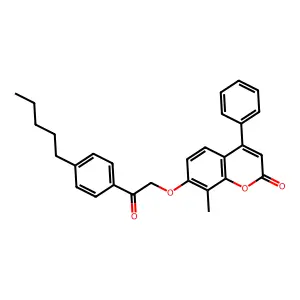 8-methyl-7-[2-oxo-2-(4-pentylphenyl)ethoxy]-4-phenyl-2H-chromen-2-one structure