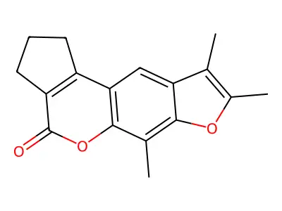 6,8,9-trimethyl-2,3-dihydrocyclopenta[c]furo[3,2-g]chromen-4(1H)-one structure