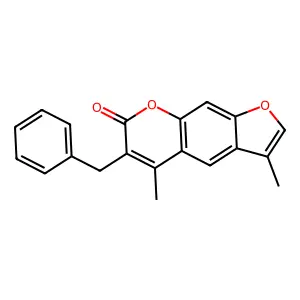 6-benzyl-3,5-dimethyl-7H-furo[3,2-g]chromen-7-one structure