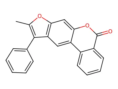 9-methyl-10-phenyl-5H-benzo[c]furo[3,2-g]chromen-5-one structure