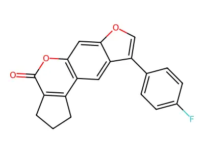 9-(4-fluorophenyl)-2,3-dihydrocyclopenta[c]furo[3,2-g]chromen-4(1H)-one structure