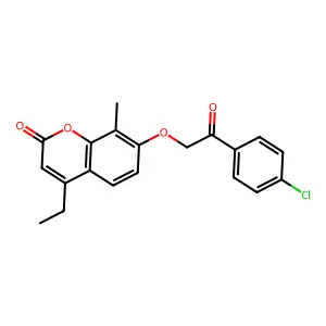 7-[2-(4-chlorophenyl)-2-oxoethoxy]-4-ethyl-8-methyl-2H-chromen-2-one structure