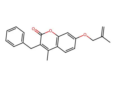 3-benzyl-4-methyl-7-[(2-methylprop-2-en-1-yl)oxy]-2H-chromen-2-one structure