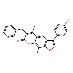 6-benzyl-3-(4-chlorophenyl)-5,9-dimethyl-7H-furo[3,2-g]chromen-7-one structure