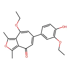 8-ethoxy-6-(3-ethoxy-4-hydroxyphenyl)-1,3-dimethyl-4H-cyclohepta[c]furan-4-one structure