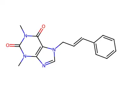 7-cinnamyl-1,3-dimethyl-3,7-dihydro-1H-purine-2,6-dione structure