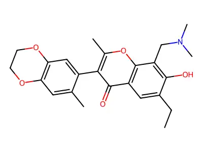 8-[(dimethylamino)methyl]-6-ethyl-7-hydroxy-2-methyl-3-(7-methyl-2,3-dihydro-1,4-benzodioxin-6-yl)-4H-chromen-4-one structure