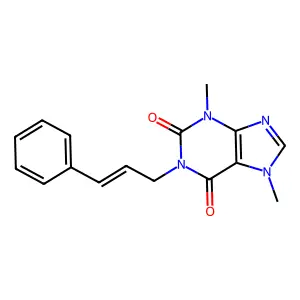 1-cinnamyl-3,7-dimethyl-3,7-dihydro-1H-purine-2,6-dione structure
