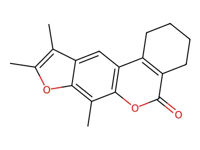 7,9,10-trimethyl-1,2,3,4-tetrahydro-5H-benzo[c]furo[3,2-g]chromen-5-one structure