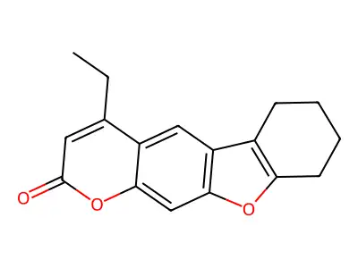 4-ethyl-6,7,8,9-tetrahydro-2H-[1]benzofuro[3,2-g]chromen-2-one structure