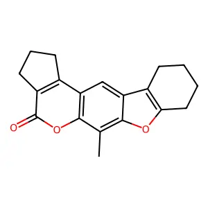 6-methyl-2,3,8,9,10,11-hexahydro[1]benzofuro[3,2-g]cyclopenta[c]chromen-4(1H)-one structure