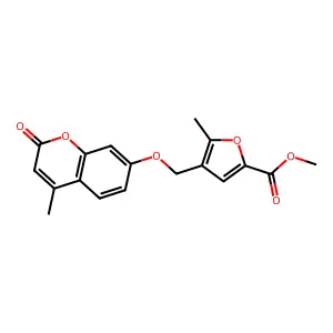 Methyl 5-methyl-4-[(4-methyl-2-oxochromen-7-yl)oxymethyl]furan-2-carboxylate structure