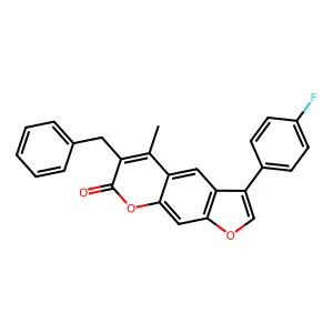 6-benzyl-3-(4-fluorophenyl)-5-methyl-7H-furo[3,2-g]chromen-7-one structure
