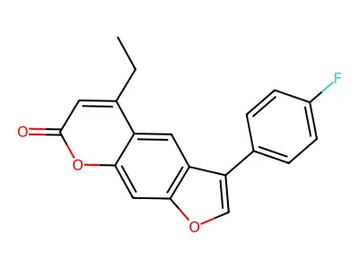 5-ethyl-3-(4-fluorophenyl)-7H-furo[3,2-g]chromen-7-one structure