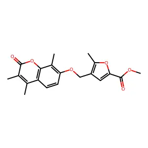 methyl 5-methyl-4-[(3,4,8-trimethyl-2-oxochromen-7-yl)oxymethyl]furan-2-carboxylate structure