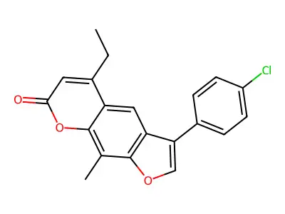 3-(4-chlorophenyl)-5-ethyl-9-methyl-7H-furo[3,2-g]chromen-7-one structure