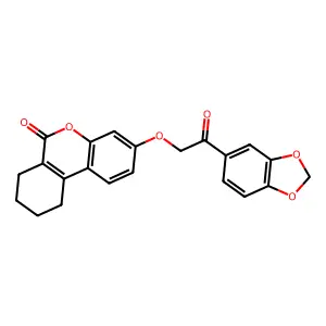 3-[2-(1,3-benzodioxol-5-yl)-2-oxoethoxy]-7,8,9,10-tetrahydro-6H-benzo[c]chromen-6-one structure