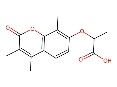2-[(3,4,8-trimethyl-2-oxo-2H-chromen-7-yl)oxy]propanoic acid structure