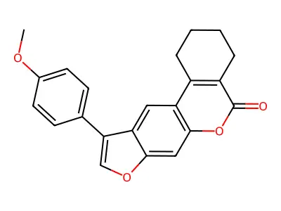 10-(4-methoxyphenyl)-1,2,3,4-tetrahydro-5H-benzo[c]furo[3,2-g]chromen-5-one structure