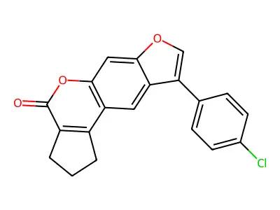 9-(4-chlorophenyl)-2,3-dihydrocyclopenta[c]furo[3,2-g]chromen-4(1H)-one structure