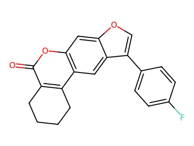10-(4-fluorophenyl)-1,2,3,4-tetrahydro-5H-benzo[c]furo[3,2-g]chromen-5-one structure