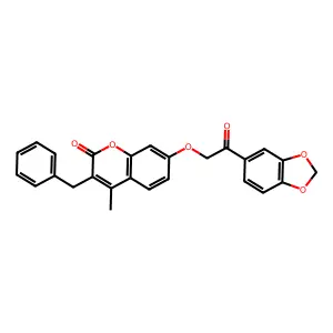 7-[2-(1,3-benzodioxol-5-yl)-2-oxoethoxy]-3-benzyl-4-methyl-2H-chromen-2-one structure