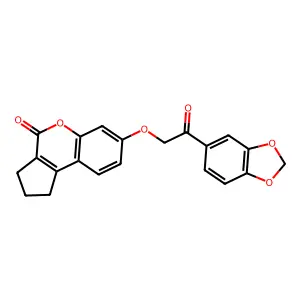 7-[2-(1,3-benzodioxol-5-yl)-2-oxoethoxy]-2,3-dihydrocyclopenta[c]chromen-4(1H)-one structure