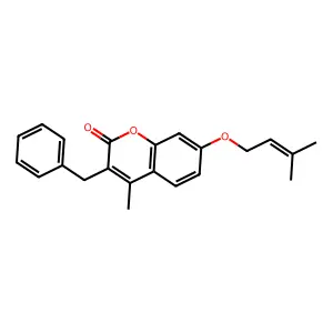 3-Benzyl-4-methyl-7-((3-methyl-2-butenyl)oxy)-2H-chromen-2-one structure