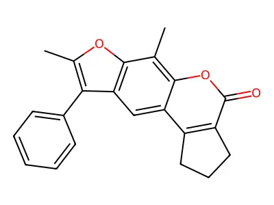 6,8-dimethyl-9-phenyl-2,3-dihydrocyclopenta[c]furo[3,2-g]chromen-4(1H)-one structure