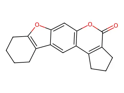 2,3,8,9,10,11-hexahydro[1]benzofuro[3,2-g]cyclopenta[c]chromen-4(1H)-one structure