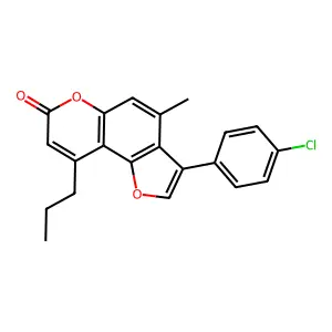 3-(4-chlorophenyl)-4-methyl-9-propyl-7H-furo[2,3-f]chromen-7-one structure