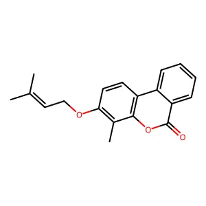 4-Methyl-3-((3-methyl-2-butenyl)oxy)-6H-benzo(C)chromen-6-one structure