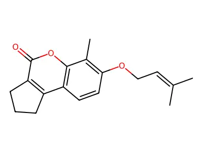 6-Methyl-7-((3-methyl-2-butenyl)oxy)-2,3-dihydrocyclopenta(C)chromen-4(1H)-one structure